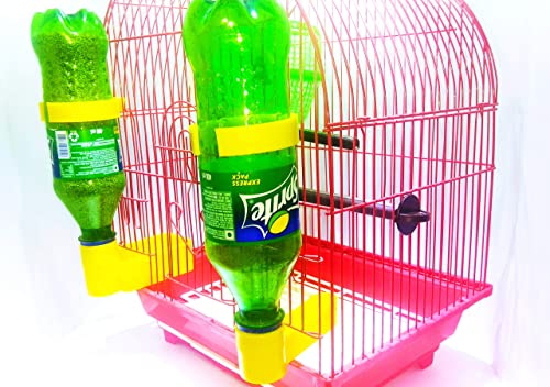 Bird-Cage-Plastic-Drinker-Feeder-for-Any-Bottle-Fit-Green-Pack-of-3