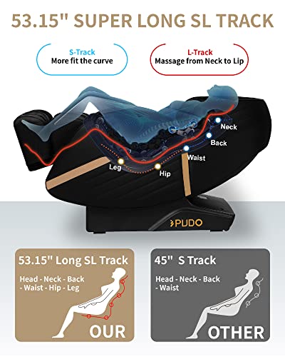 Pudo 2023 Massage Chair Full Body Zero Gravity | Massage Chairs Yoga Stretch Heated Sl Track Shiatsu Electric Massage Chair Recliner Ai Voice Control (Black) #TOP2