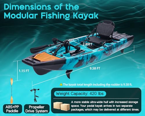 image for Albott Modular Fishing Kayak with Propeller Drive System & Durable HDP
