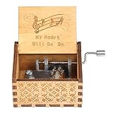 Silverbirdly Boîte à musique en bois avec manivelle sur le thème du Titanic - Mécanisme à 18 notes - Boîte à musique antique - Cadeau idéal pour les enfants et les amis