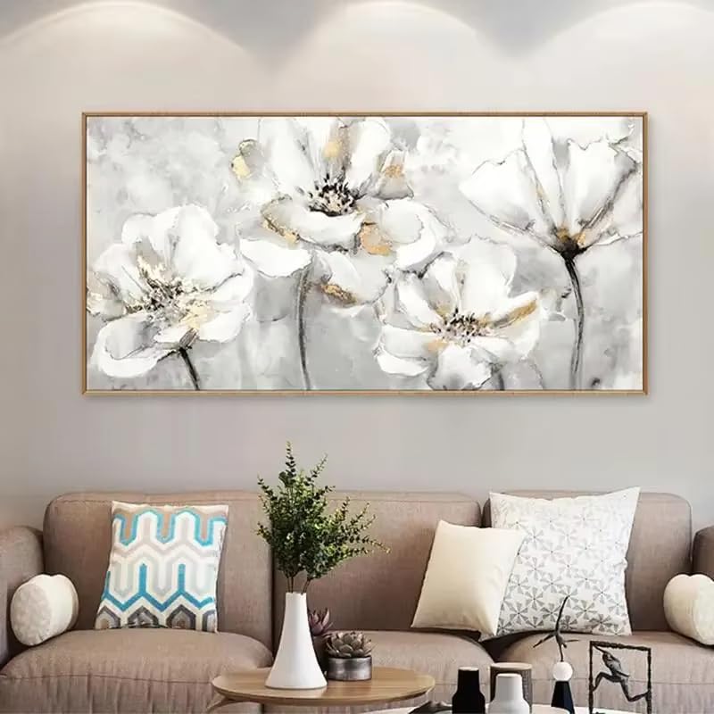 Tableau moderne abstrait floral 20x40cm pour habiller un mur vide sans encombrer