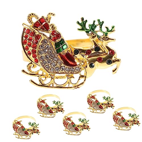 Cabilock 6 Piezas Anillos Servilleta Decoración Mesa Navidad Anillos Resistente Reutilizable Diseño Detallado Elegante Fiesta Familiar