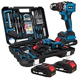 Torqnex Cordless Drill, 21V Brushless Drill Tool Set with 2-Pack 2Ah Fast Charging Batteries, electric drill tool set, Screwdriver set for Home Renovation, Gardening Tools