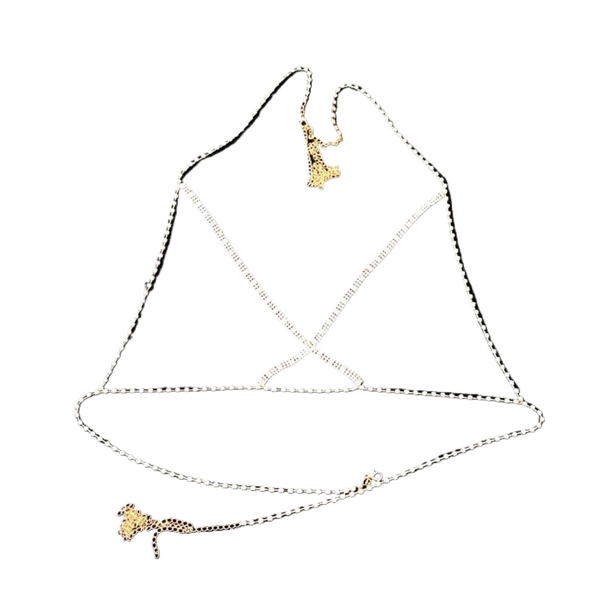 Body Chain Chest Chain Rhinestone Fringed Bra Chain Crystal Bikini Lingerie Woman Sexy Nightclub Clothing (Silver)