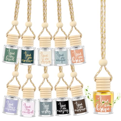 Image of Funnymoom 20 Pcs Inspirational Gifts Bulk Empty Glass Car Air Freshener Diffuser Hanging Employee Appreciation Thank You Gifts for Staff Coworker Office Nurse Teacher Volunteer Hanging Decor