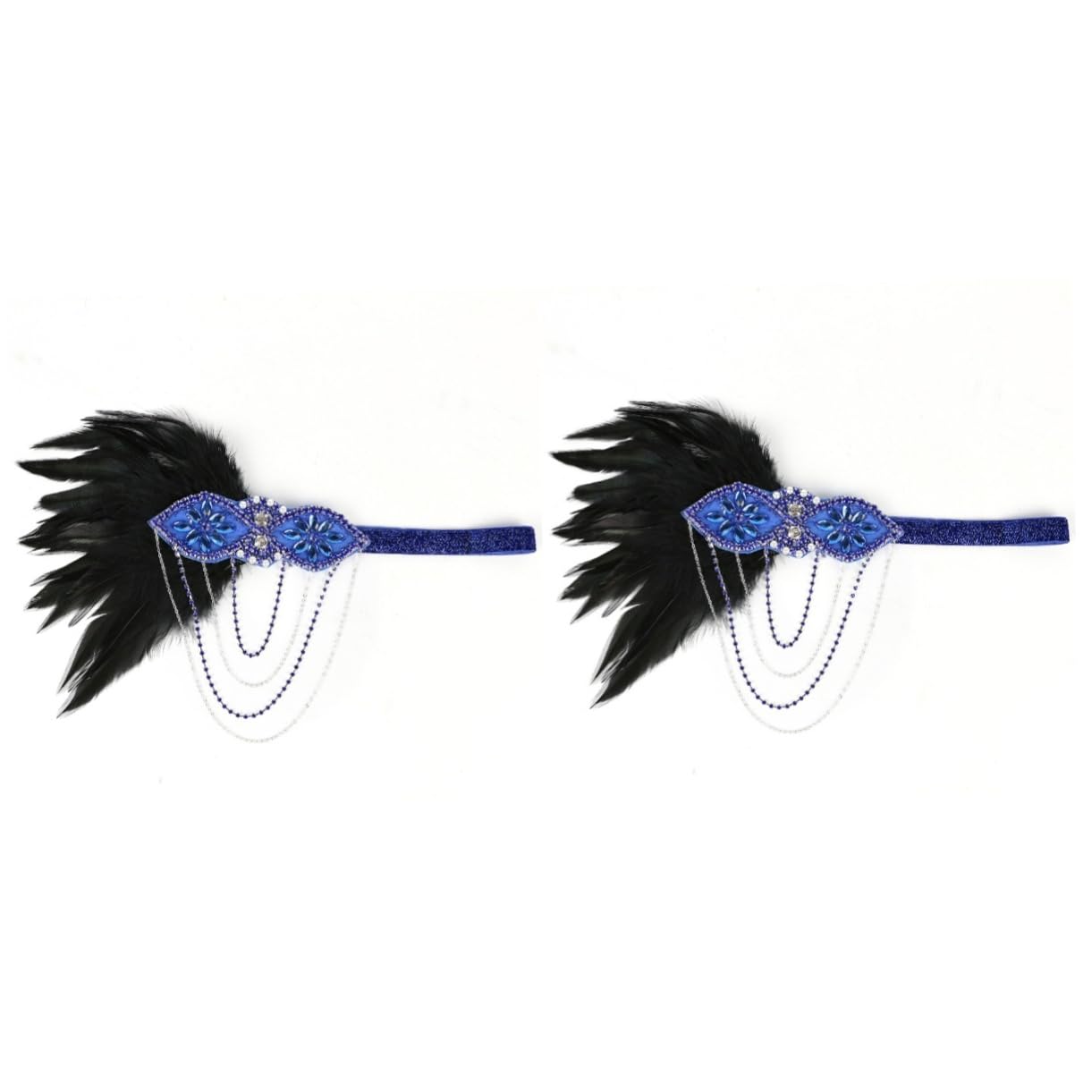 minkissy 2piezas Diadema De Cadena Borlas Para Mujer Accesorio Elegante De Fiesta y Fotografía Color Azul