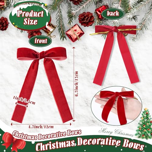 LOYIM 36 Pieces Velvet Bow Tree Decorations Wreath Bow Ribbon Bulk Pretied Set for Gift Wrapping Garland Holiday Wedding Outdoor Indoor Decoration(Dark Green, Wine Red, Brown)