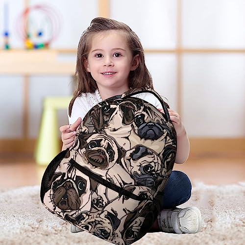 Niapessel Kids Backpack for School, Funny Pug Dog Pattern Students Bookbags School Bags Girls Boys4
