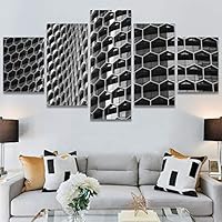 SIGNWIN 5 Panel Canvas Wall Art Modern Art Shapely Patterns Windows for Home Decorations Ready to Hang - 60