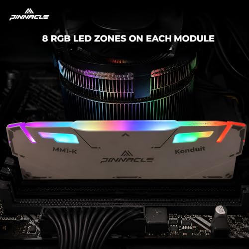 Image of Timetec Pinnacle Konduit RGB DDR4 3200MHz PC4-25600 CL16-18-18-38 XMP2.0 Overclocking 1.35V Compatible for AMD and Intel Desktop Gaming PC Memory Module RAM (RGB White, 32GB KIT(2x16GB))