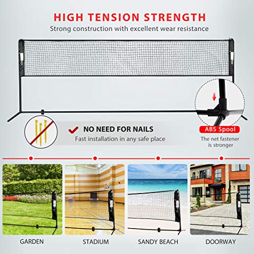 image for VIVOHOME Portable 14ft Height Adjustable Outdoor Badminton Net Set wit