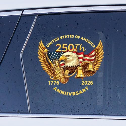 Image of 2pcs 250th Anniversary USA Car Window Decal Eagle Wings Sticker | 1776-2026 American Independence Commemorative Decals USA Patriotic 4th of July Vinyl Bumper Stickers for Car Truck 10 inch