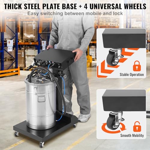Image of VEVOR Powder Coating System - 40W 100KV Electrostatic Output Kit with 50L Powder Hopper, 450g /Min Spray Gun & Trolley Base, Indoor /Outdoor