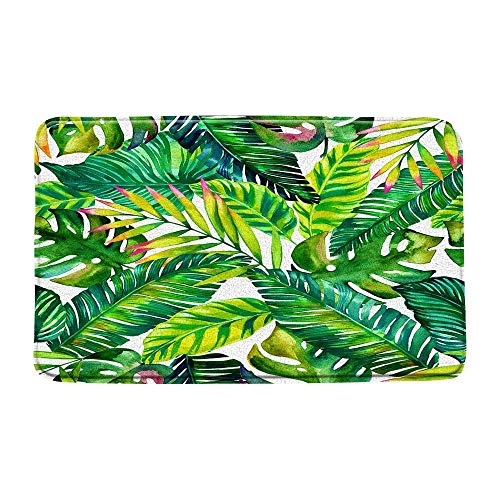 Grüne Bananenblatt-Badematte, Wasserfarben, tropische Palmen, Bananenblätter, Pflanzen, Sommer,...