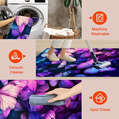 Tapis lavable en machine antidérapant violet grand format 180x270 - 6