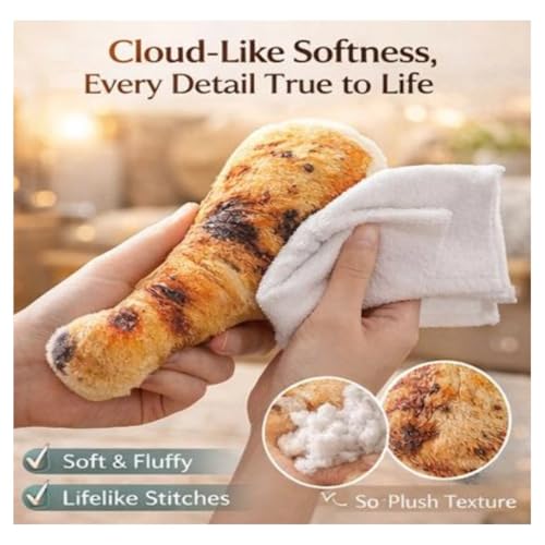 KIMISS 3D Hühnerbein Kissen Plüschtier, 20cm Simulation Lebensmittel Hühnerbein Plüschtier Chicken Wing Drumstick Fried Kissen Kissen Weicher Überwurf Kissen Home Decor (Wie Gezeigt)