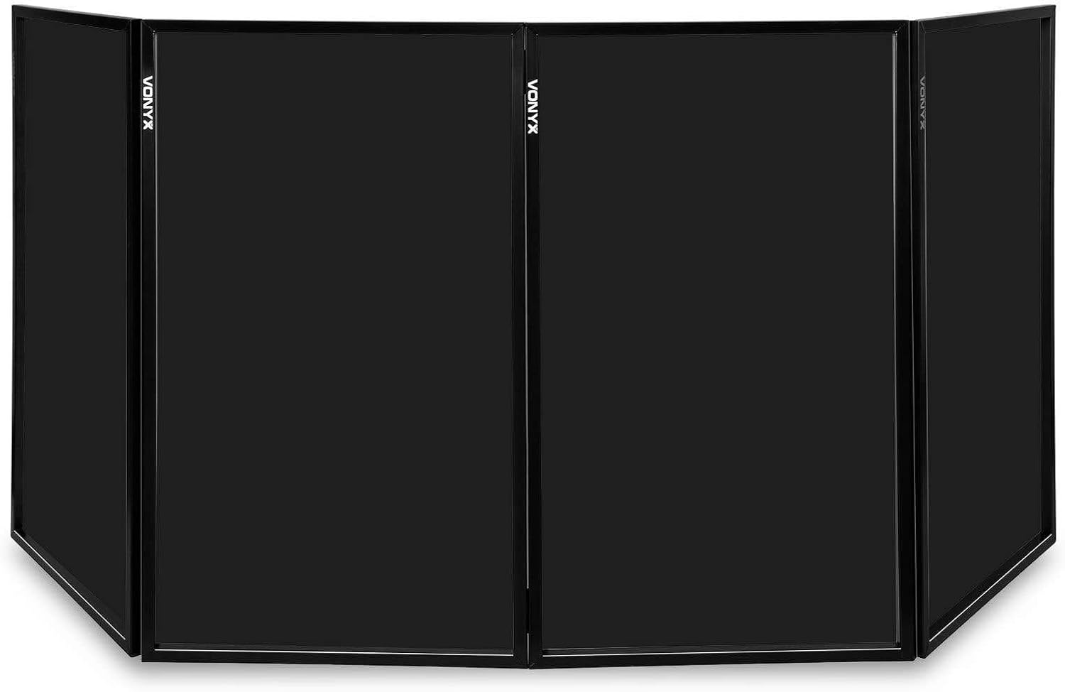 Vonyx DB2B Portable DJ Booth Screen, Foldable 4-Panel Steel & Lycra Facade, Compact DJ Stand for Mobile Disco, Booth Screen for Wedding, Party & Stage Events