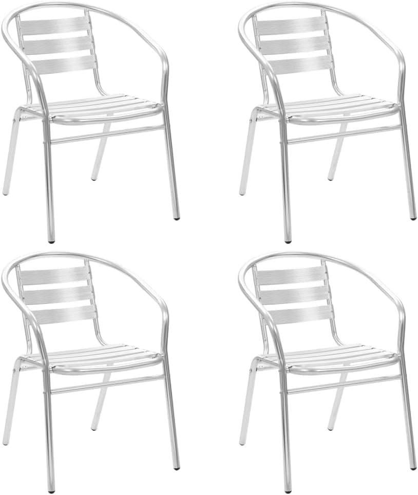 Stackable Patio Chairs 4 pcs,Home Kitchen Furniture,Banquet Chair,Bistro Chair,Conversation Furniture,Suitable for Dining Room,Small Apartments,Bars and Cafes, Aluminum