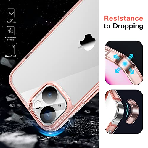Jetech 3 In 1 Case For Iphone 13 6.1-Inch, With 2-Pack Screen Protector And 2-Pack Camera Lens Protector, Full Coverage Tempered Glass Film, Shockproof Bumper Phone Cover (Rose Gold) #TOP3
