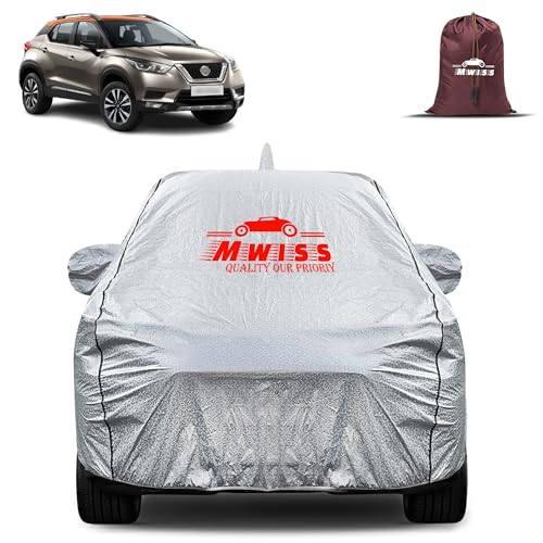 Image of Waterproof Car Body Cover for Nissan Kicks | Mirror & Antenna Pocket Anti-Scratch with Soft Cotton Inner Lining Triple Stitched Protection| Heat Resistant | Rain Protection (Silver)