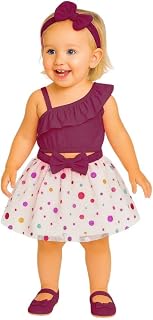 A.T.U.N. (ALL THINGS UBER NICE) Baby Girls One Shoulder Crop Top with Polka Printed Skirt & Matching Headband Set | 3 Piec... Price In India
