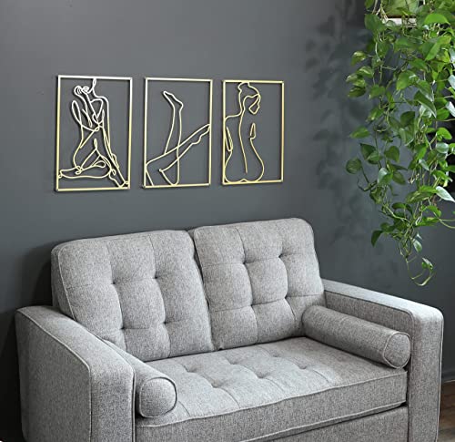 Gold Modern Wall Décor For Bedroom Minimalist Wall Art Gold Home Decor Metal Wall Art Gold Room Décor Abstract Female Single Line Art Hanging Bedroom Décor Wall Sculptures Gold Decor Accents For Living Room Decor Accent 18 X 12 Inches (Gold 3) #TOP1