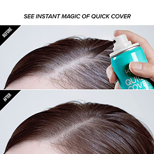 Kiss Quick Cover Root Touch Up Thickening Fiber Spray 3.38Oz (Dark Brown) Instantly Thickens Gray Hair, Concealing Thinning Areas, Highly Water-Resistant #TOP3