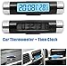 MACHSWON Car LCD Digital Temperature + Time Clock with Blue Blacklight for Car Bicycle Motorcycle Auto Moto Truck, 86 x 20mm