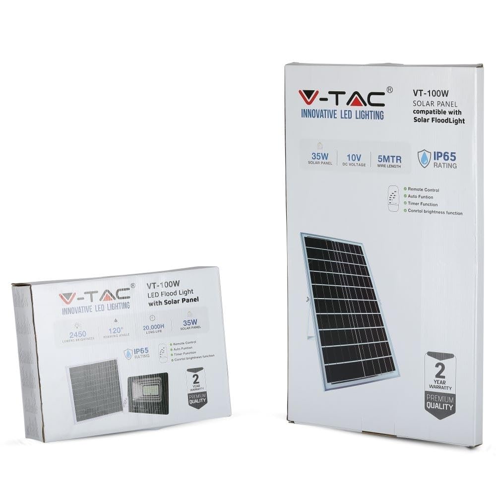 Faro LED 100W con Pannello Solare e Telecomando 4000K
