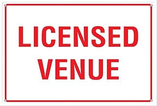 Licensed Venue Aluminum Tin Sign for Home Kitchen Wall Decor Durable Weather Vintage Style Suitable for Indoor Display Clear Venue License Alert Ideal for Home Bars Restaurants 8X12 Inch