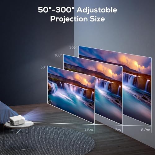 Image of AUN AKEY6S Native Full HD Projector 1080p for Home, 7500 Lumen Android 9 Portable Projector for Home 4K WiFi Bluetooth Supports TV Stick, Set Top Box, HDMI, USB, Laptop, Multi Media for Home Cinema