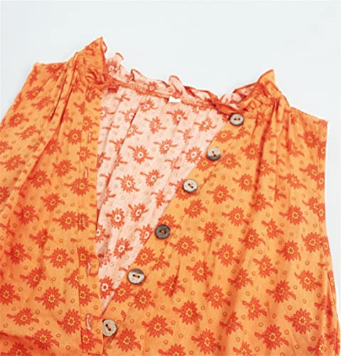 Robe midi bohème à imprimé floral imprimée et taille haute rose