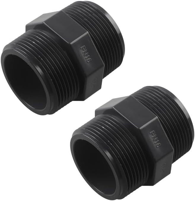 PVC Garden Hose Adapter- Male 1-1/2" NPT x 1-1/2" NPT Pool Pump Hose Adapter- PVC Pipe Fitting Adapter Connector Parts（1-1/2" 2 Pack）
