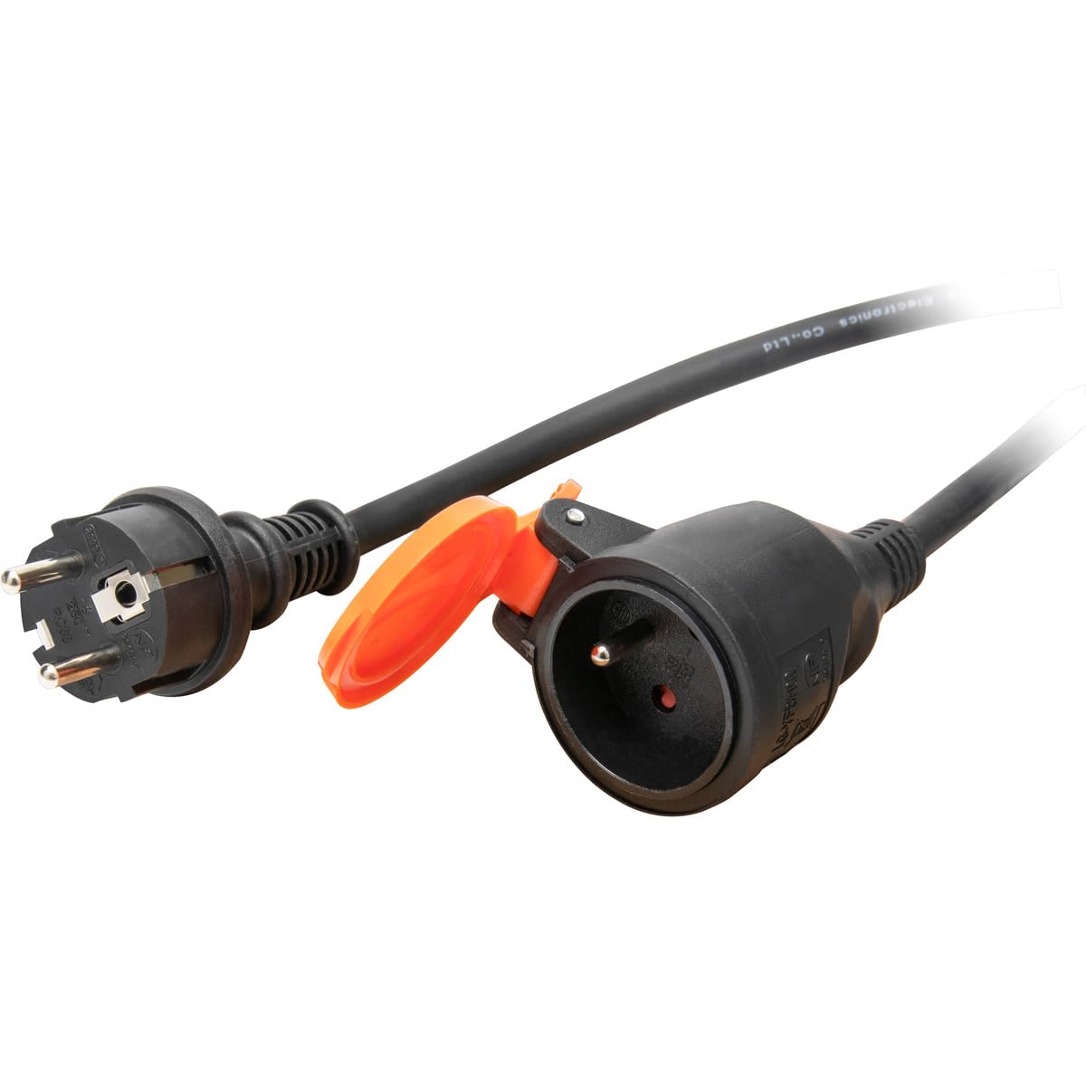 Zenitech - Wasserdichtes Verlängerungskabel 2P+E H07RN-F 3x 1,5mm² 5m mit orangefarbenem Befestigungsclip