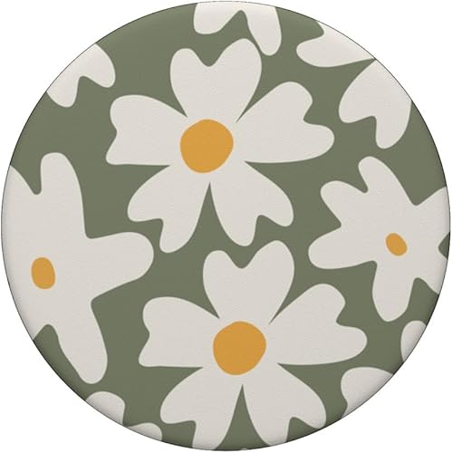 Miniatura 3 de Modernas hojas de flores de margarita, bohemio, mostaza, amarillo, beige, verde, PopSockets intercambiables PopGrip