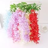 Flores artificiales de glicinia, vides de seda realistas para decoración colgante de boda, jardín, hogar