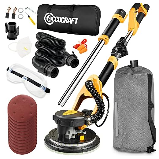 Drywall Sander, 800W Powerful Electric Drywall Sander with Vacuum, 99% Dust Absorption Dust-free Design, 6 Variable Speed 500-1800RPM, 26' Power Cord, LED Light, for Popcorn Ceiling, Wood Floor etc