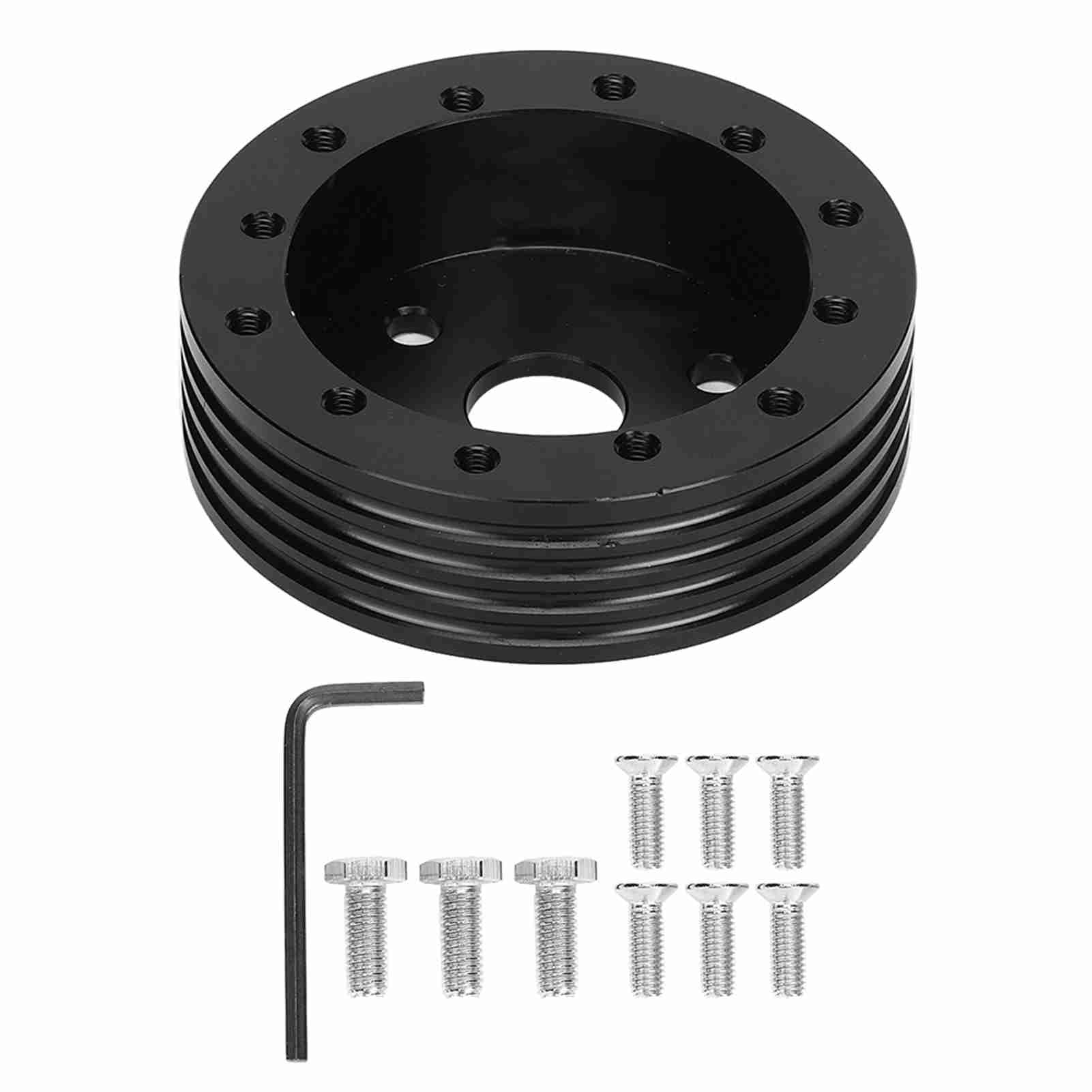 Aluminium-Lenkrad-Abstandshalter, Professioneller 1-Zoll-Nabenadapter für 5 6-Loch-Räder, für Grant, NRG, Schwarz, 1 Satz Hardware für Auto-Enthusiasten (Black)