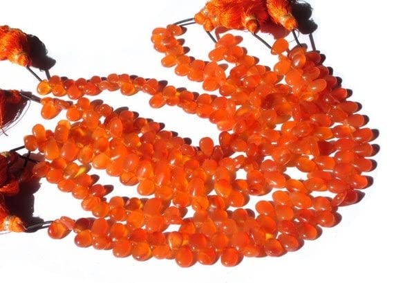 Carnelian Smooth Pear en rang de 4 pouces pour créer un cadeau de joaillerie personnalisé