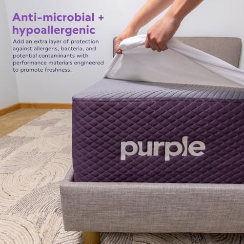 Image of Purple Waterproof Mattress Protector - King, Gold-Standard Protection, Comfort-First Design, Fits Mattresses 8 inch to 15.5 inch (Pack of 2)