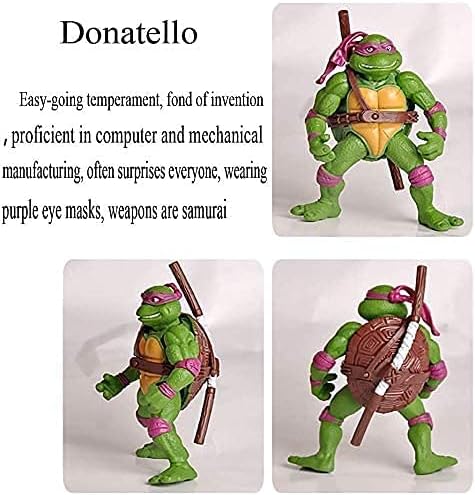 Miniatura 6 de CRJ 6 figuras de acción de tortugas, juguetes de regalo para niños, juguetes de superhéroes para fiesta de Halloween, fiesta de cumpleaños