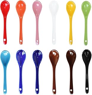 Pirhosigma 12 cucharas de porcelana para huevos, cucharas cocina de cerámica de 5 pulgadas, café, postre, yogur, té, té lechoso