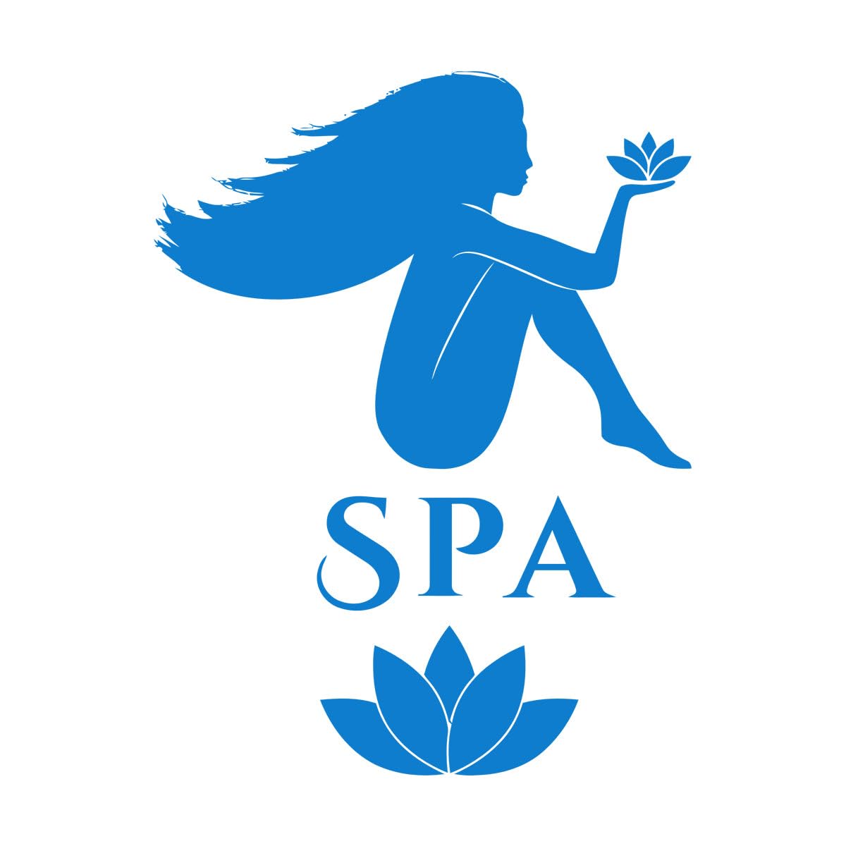 Mural and Wall Vinyl Decal spa Beauty Salon Massage Woman Relax 54x72.2cm Removable Without Leaving Glue Large Blue
