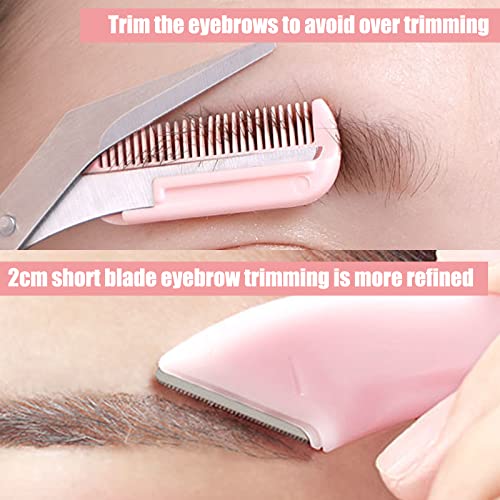 2Pcs Eyebrow Scissors with Comb,Professional Precision Eyebrow Trimmer Set,Eyebrow Razor,Non Slip Eyebrow Trimming Scissors Small Eyebrow Grooming Kit Hair Removal Beauty Tool for Women Men(Pink) - Image 5