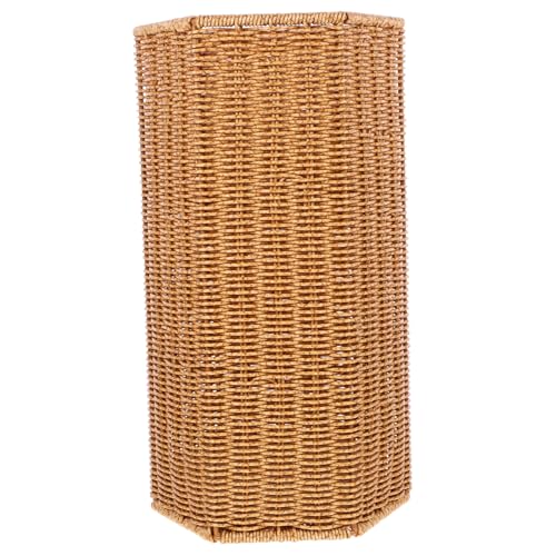 LIFKOME Paragüero Hexagonal Ratan con Base Recogeagua Soporte Independiente para Entrada y Pasillo Organizador Rústico para Sombrillas y Bastones