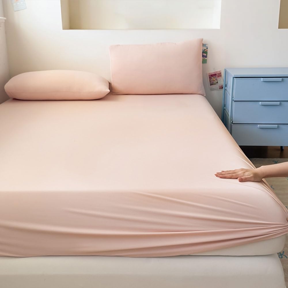 Highdi Été Drap Housse Q-Max 0,34 Effet Fraîcheur (Rose,200x220cm)