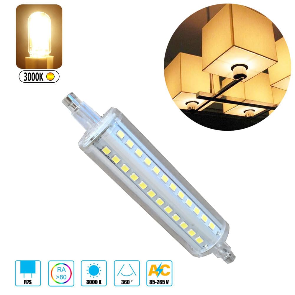 10W 1000LM R7S J118 118MM Bombillas LED R7S Base 100W Bombilla halógena de tungsteno Bombillas de Repuesto para iluminación de Taller Lámparas de pie (Paquete de 10)