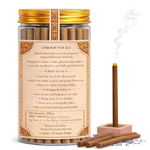 Image of Loban Dhoop Sticks 200g | Handcrafted Frankincense | Bambooless Charcoal-Free | Low Smoke 40+ Min Burn | Free Mitti Stand | for Pooja, Meditation, Yoga & Home Fragrance