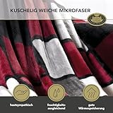 Gözze - Weiche Kuscheldecke, Cashmere Feeling, Hohes Stoffgewicht 500 g/m², Antigua, 150 x 200 cm - Rot/Bordeaux/Schwarz/Weiß