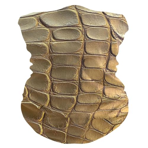 Gold Crocodile Skin Texture Four season Sun protection wristband warm neck gaiter women Quick Drying balaclava cooling face mask reusable for Hiking Cycling halloween costumes mascarilla para